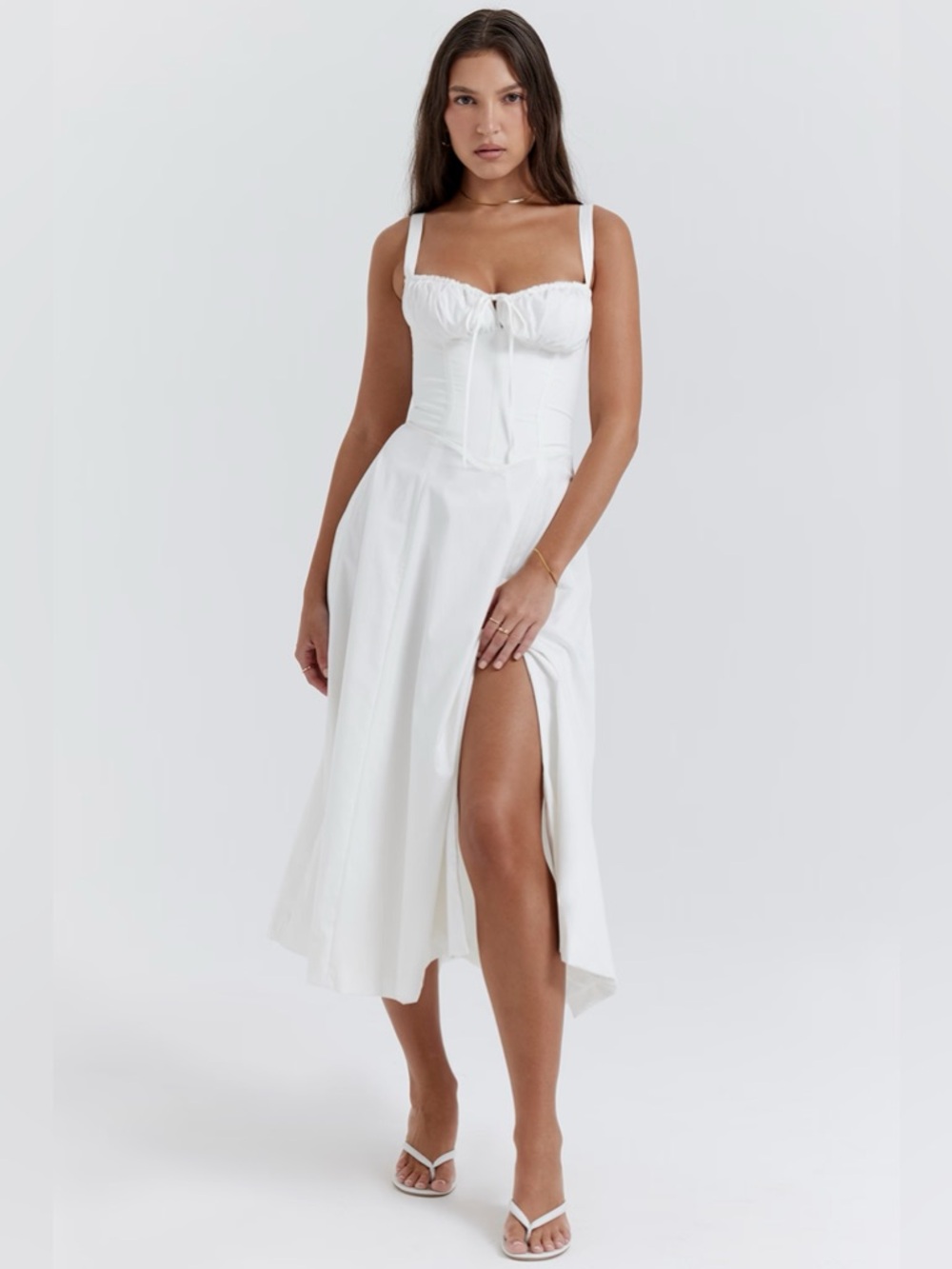 House of CB Carmen White Bustier Sundress Medium - Picture 2 of 10